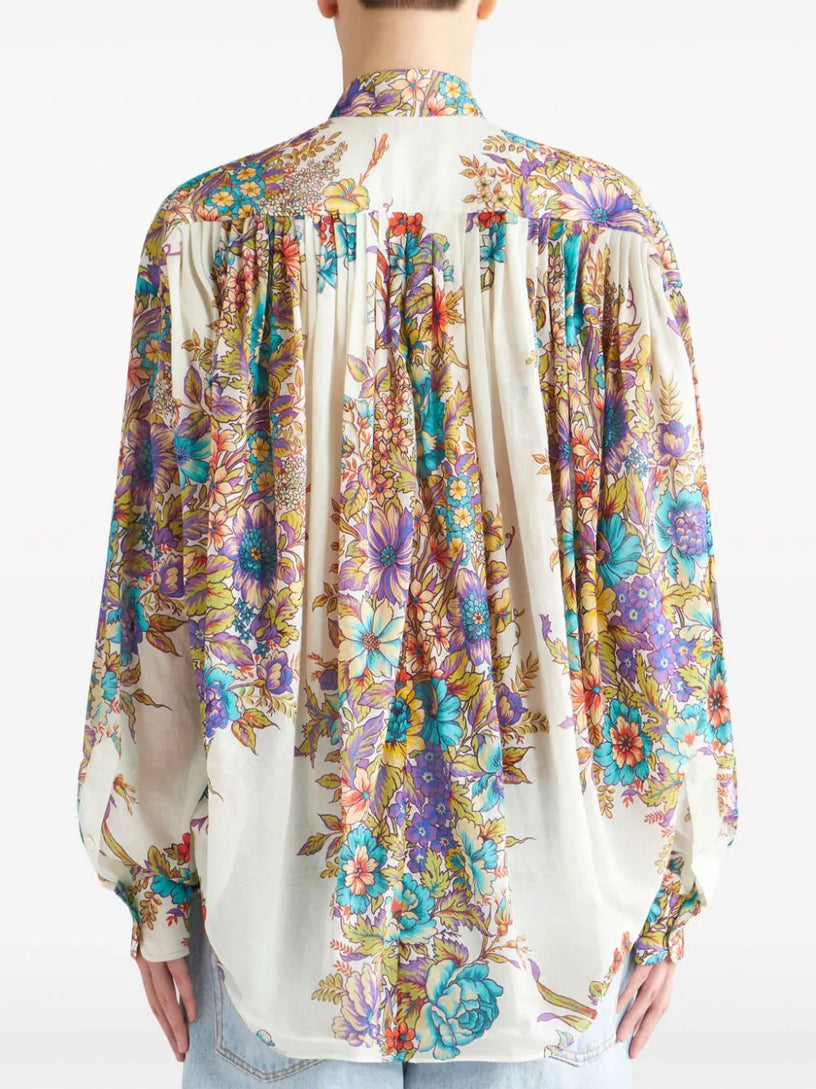 Blouse with bouquet print