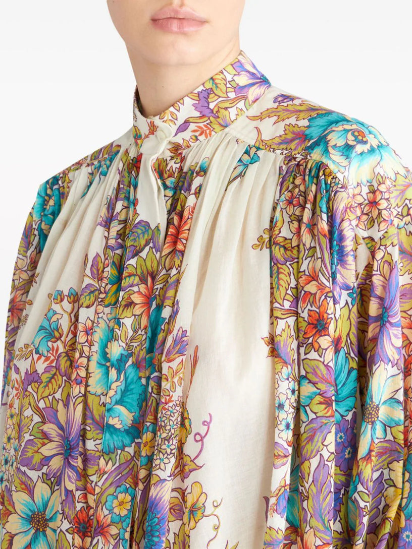 Blouse with bouquet print