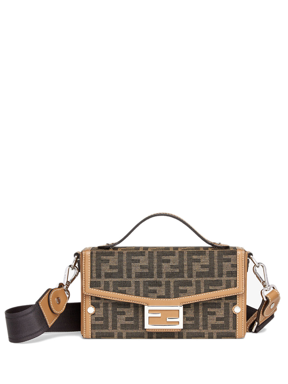 Baguette Soft Trunk in FF jacquard fabric FENDI Marrone Grifo210