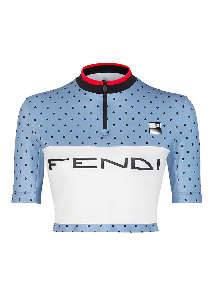 FENDI Light blue polka dot lycra® top