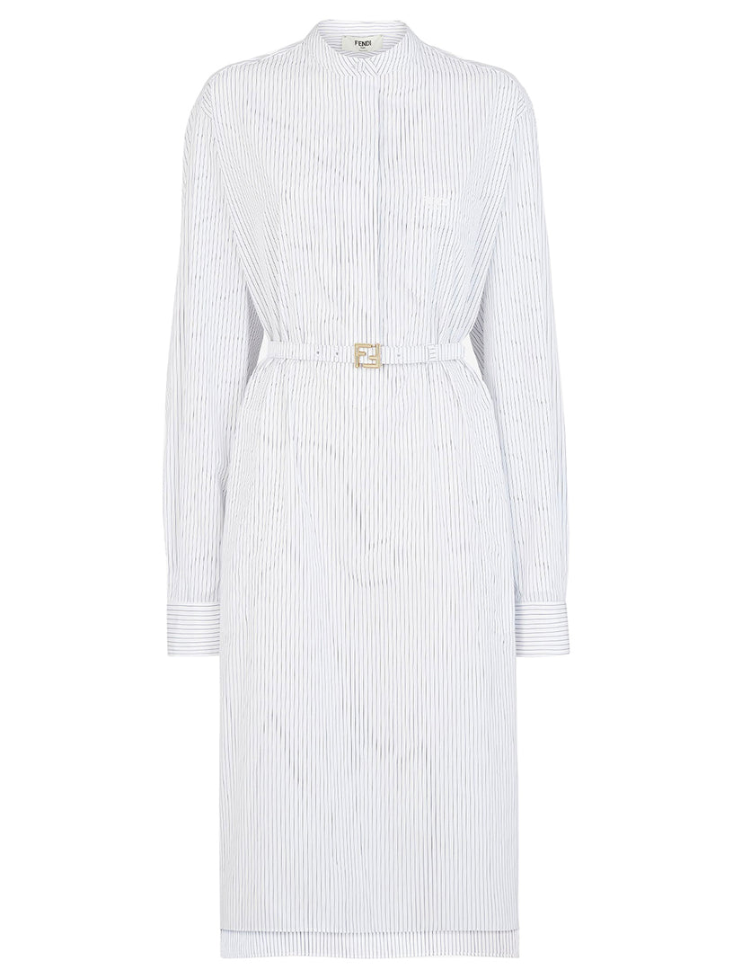 FENDI White pinstriped cotton dress