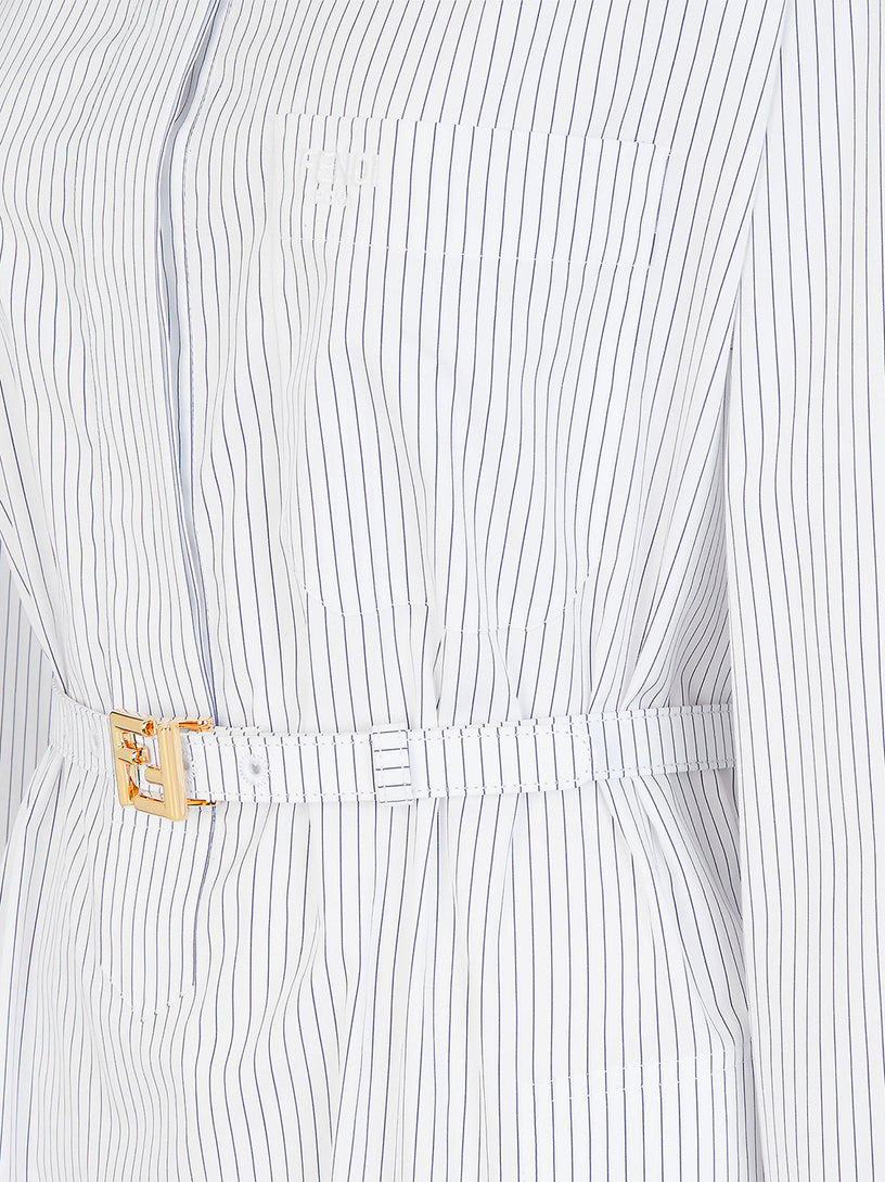 White pinstriped cotton dress