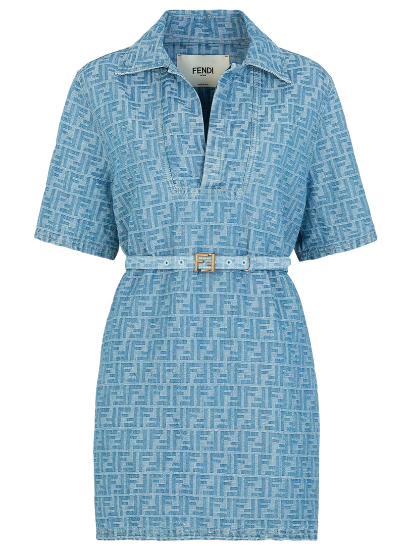 FENDI Light blue ff denim dress