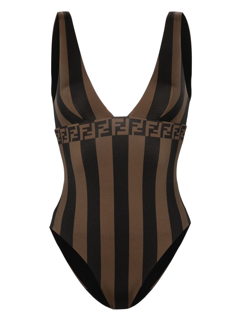 Brown Pequin Lycra® swimsuit