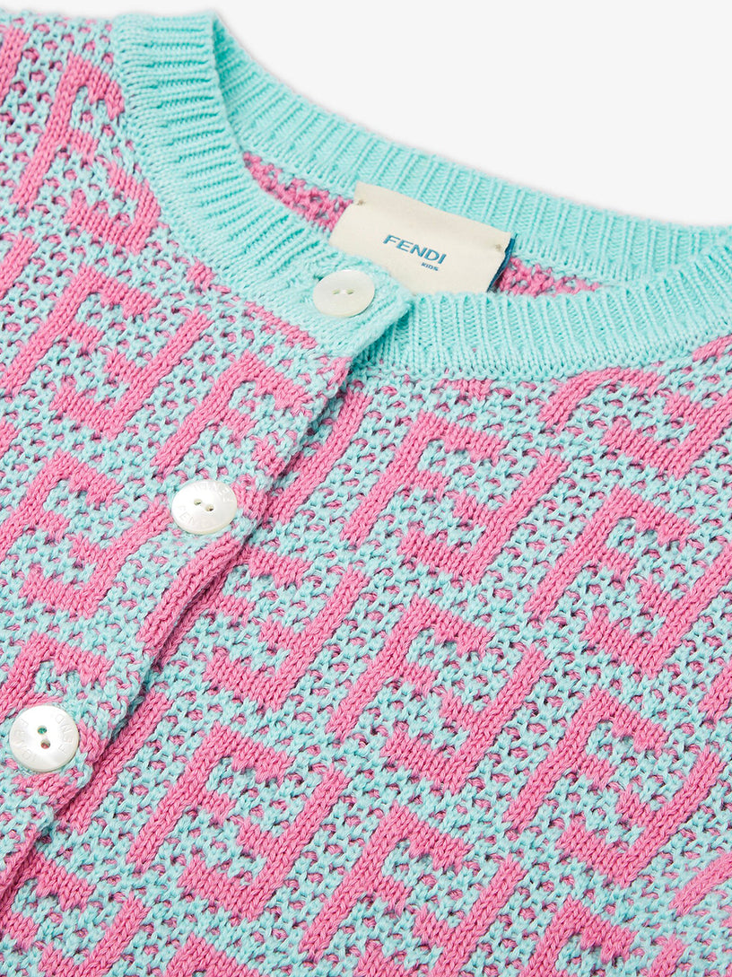 Junior multicolor crochet cotton cardigan