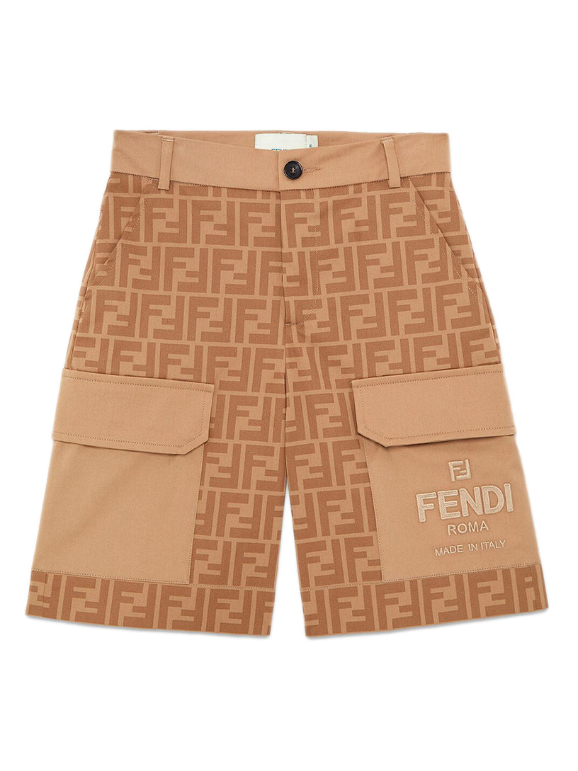 Junior Bermuda shorts in beige stretch gabardine