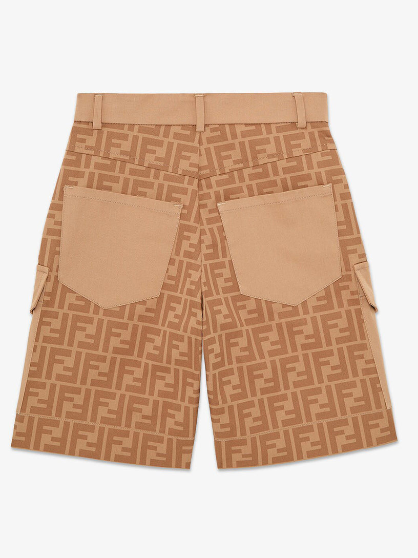 Junior Bermuda shorts in beige stretch gabardine