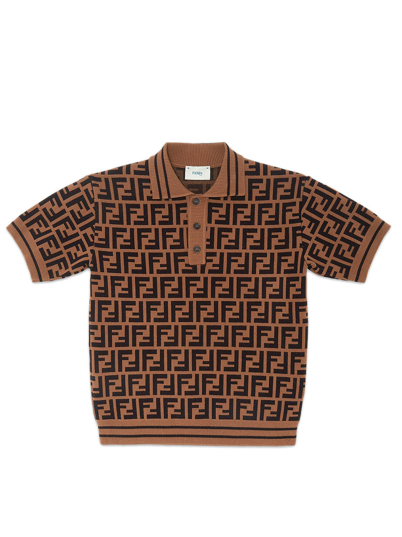 Knitted polo shirt with all-over FF