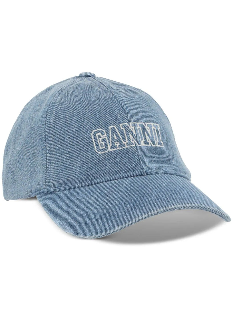 GANNI Denim logo baseball cap