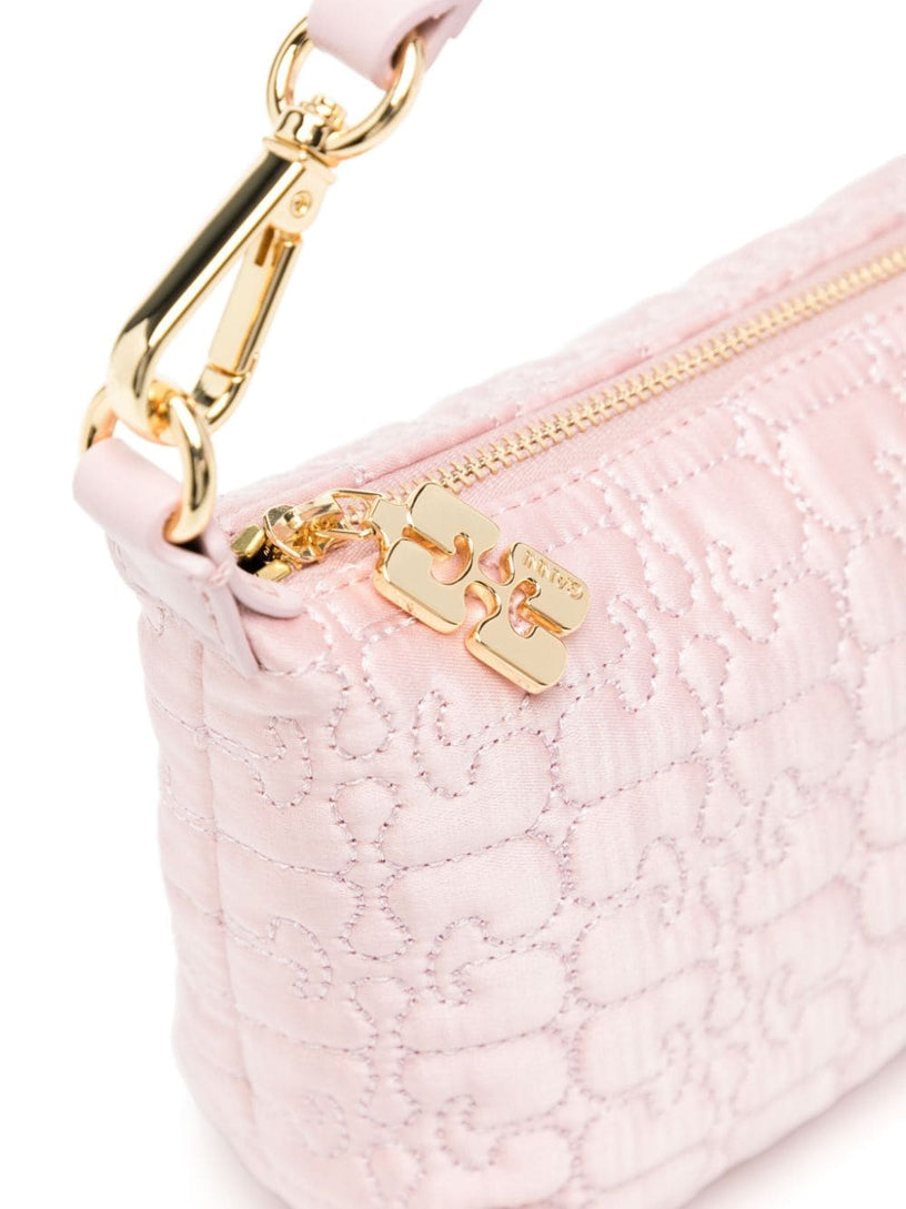 Light pink small butterfly pouch satin bag