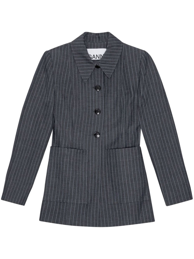 GANNI Pinstripe single-breasted blazer