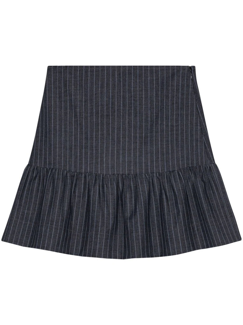 GANNI Striped flounce mini skirt