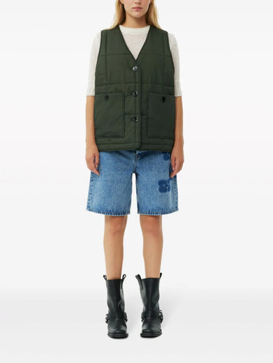 Green quilt boxy vest