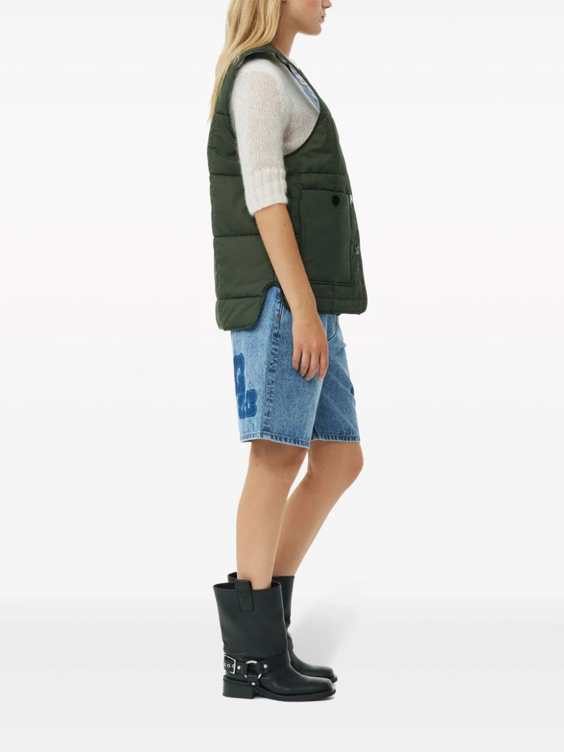 Green quilt boxy vest