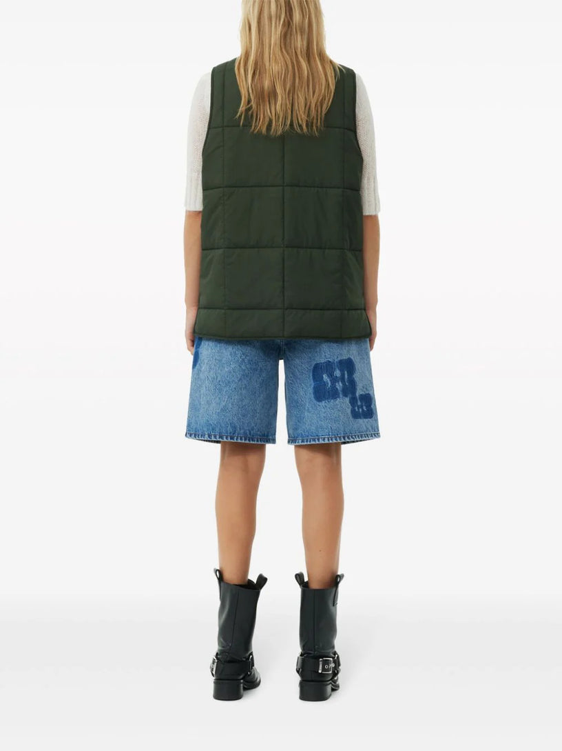 Green quilt boxy vest