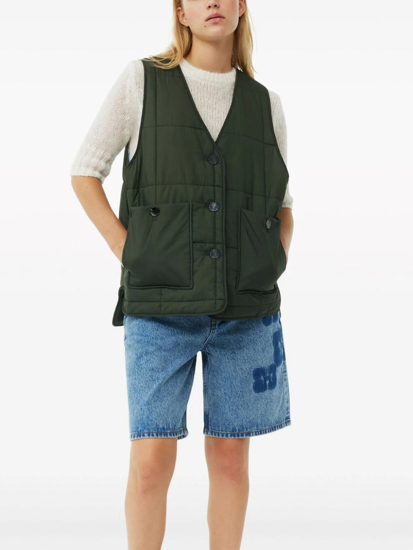 Green quilt boxy vest