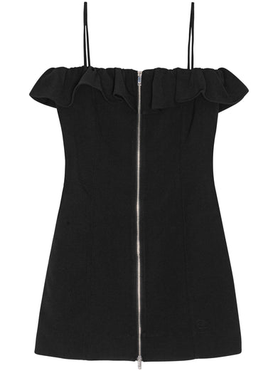 Black bonded crepe strap mini dress