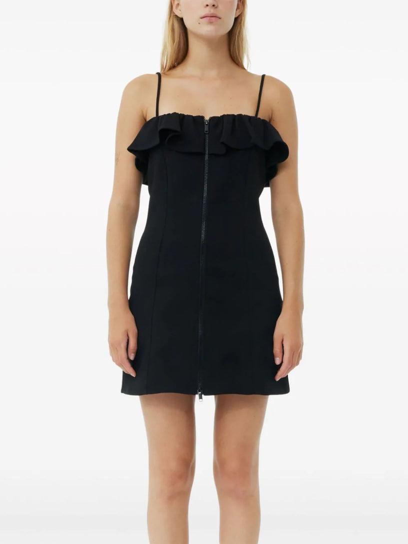 Black bonded crepe strap mini dress