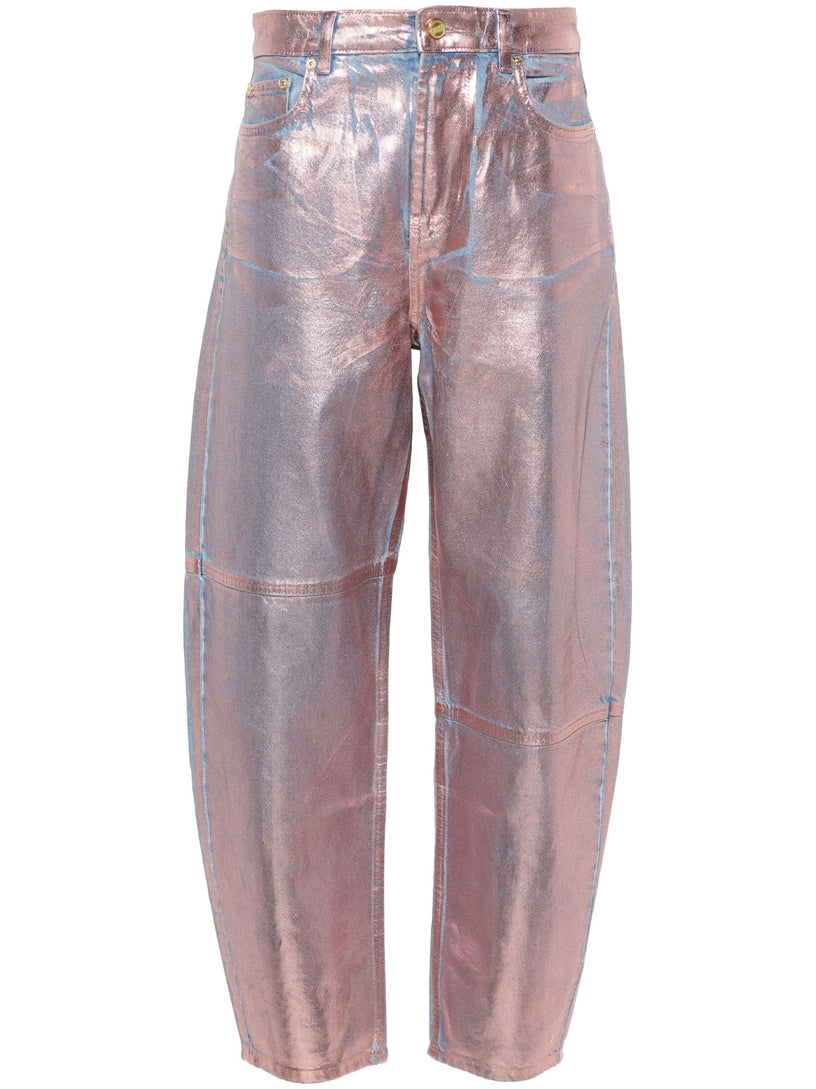 GANNI Lilac foil stary jeans