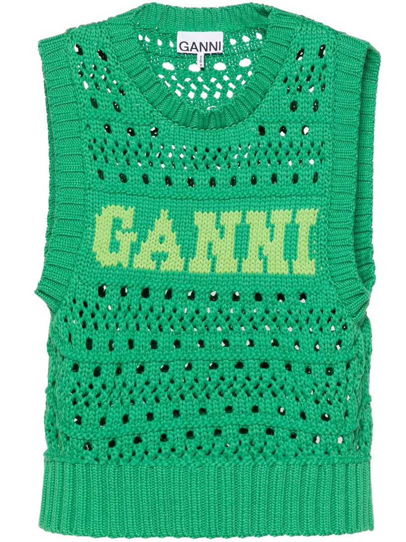 Green cotton rope vest