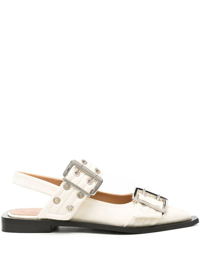 Egret wide welt buckle ballerinas