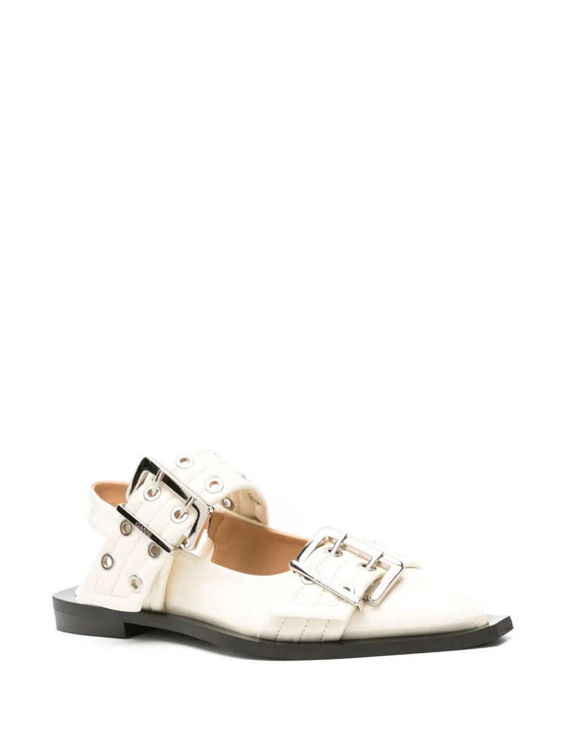 Egret wide welt buckle ballerinas