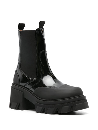 Cleated heeled mid chealsea boots