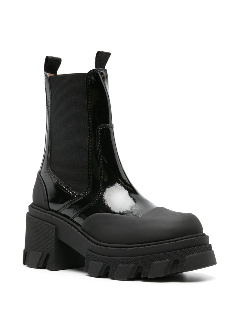 Cleated heeled mid chealsea boots