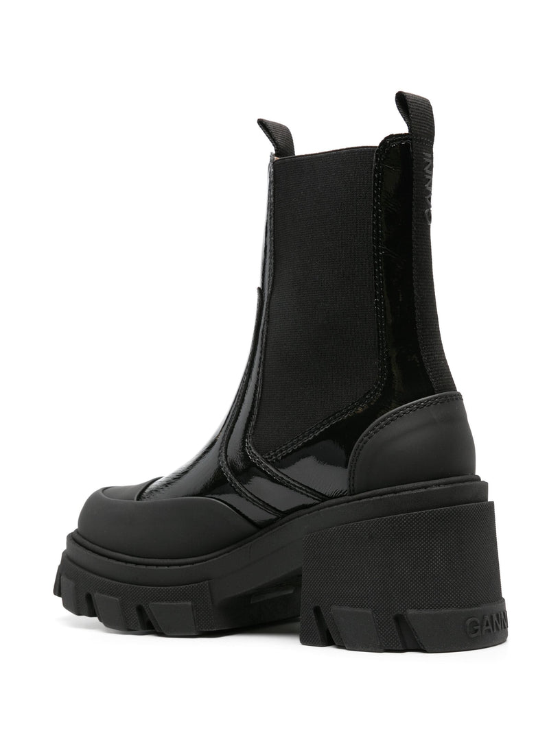 Cleated heeled mid chealsea boots