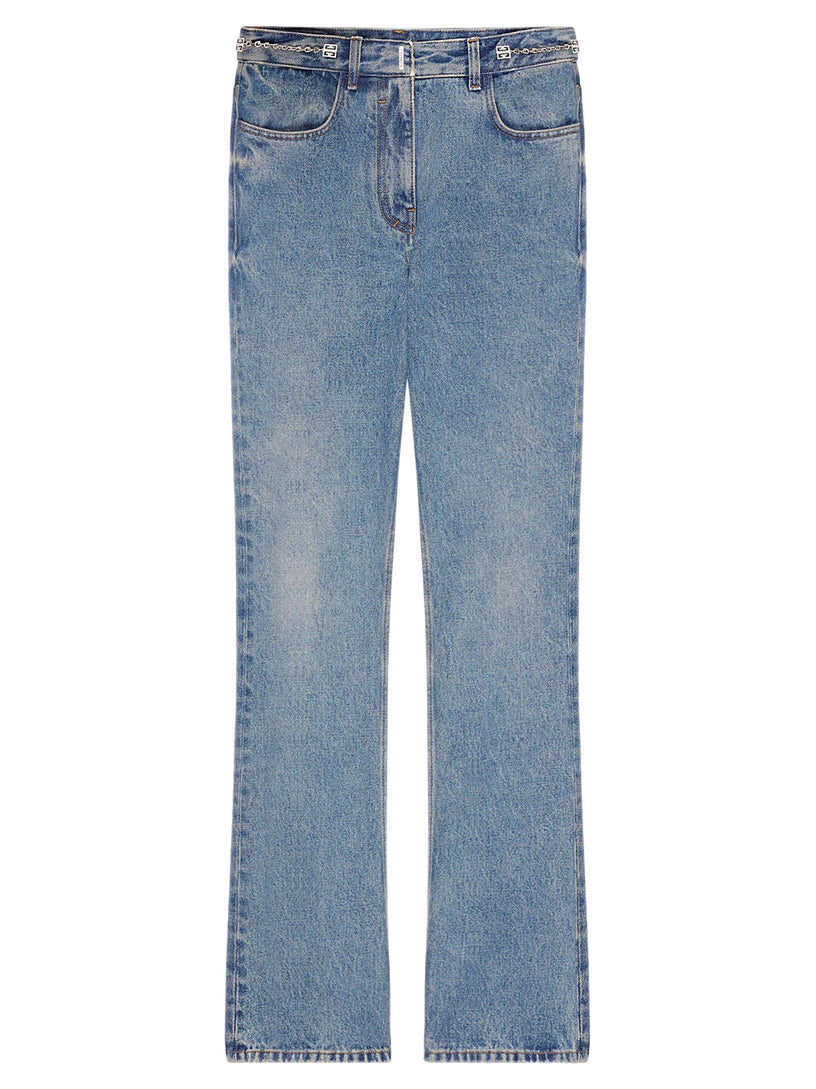 Givenchy Boot cut pants in denim with chain details