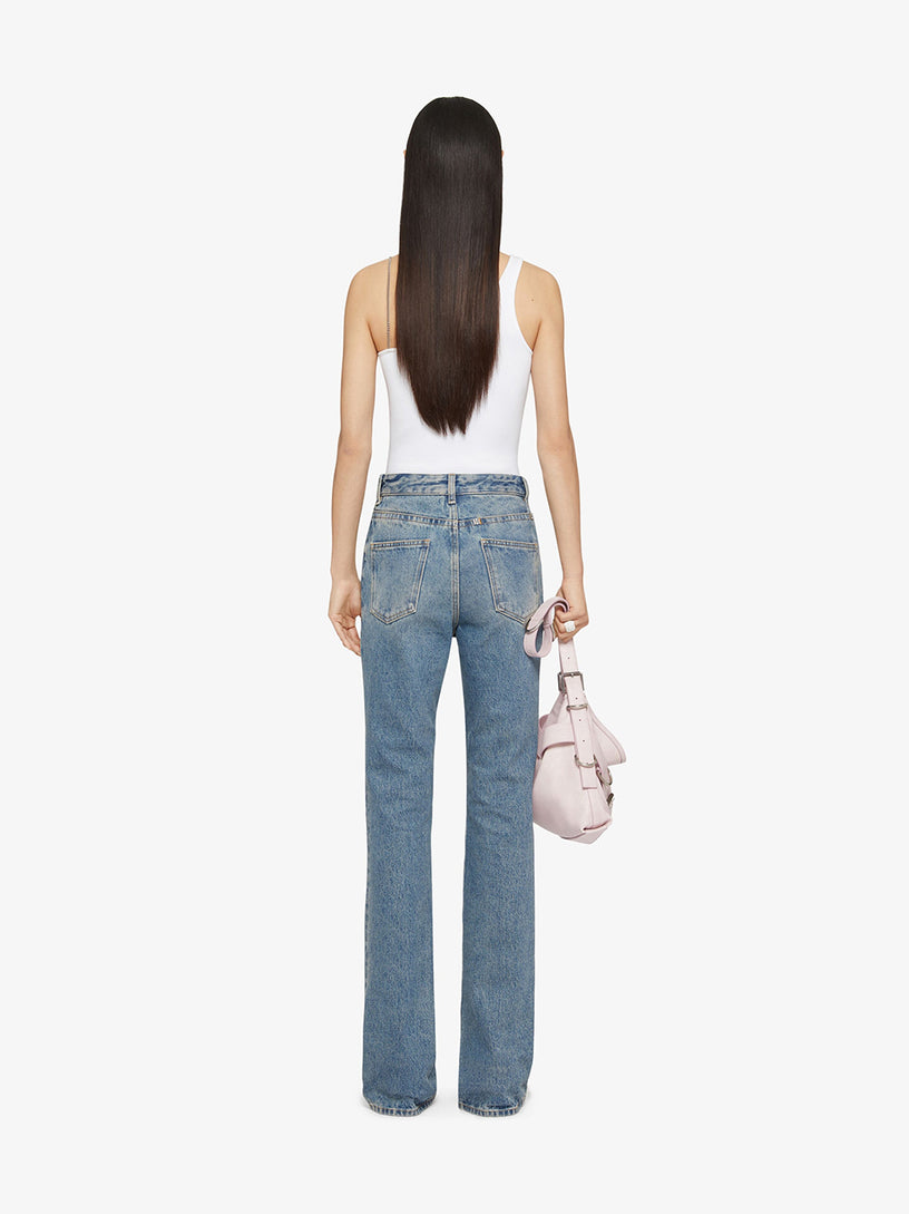 Boot cut pants in denim with chain details