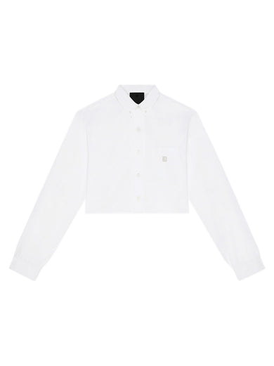 Cropped shirt in poplin