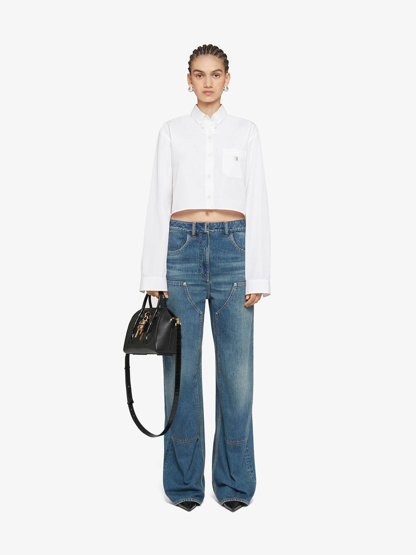 Cropped shirt in poplin