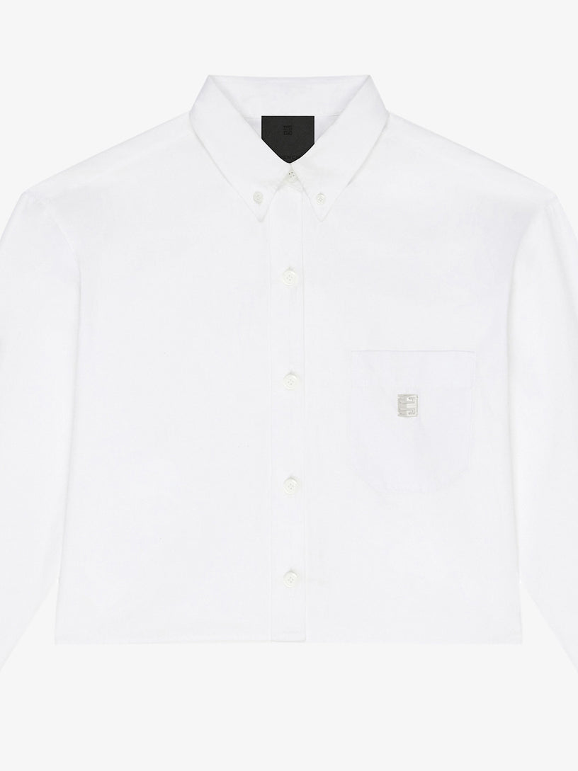 Cropped shirt in poplin