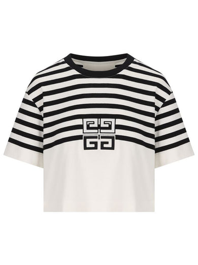 4G cropped t-shirt with stripes