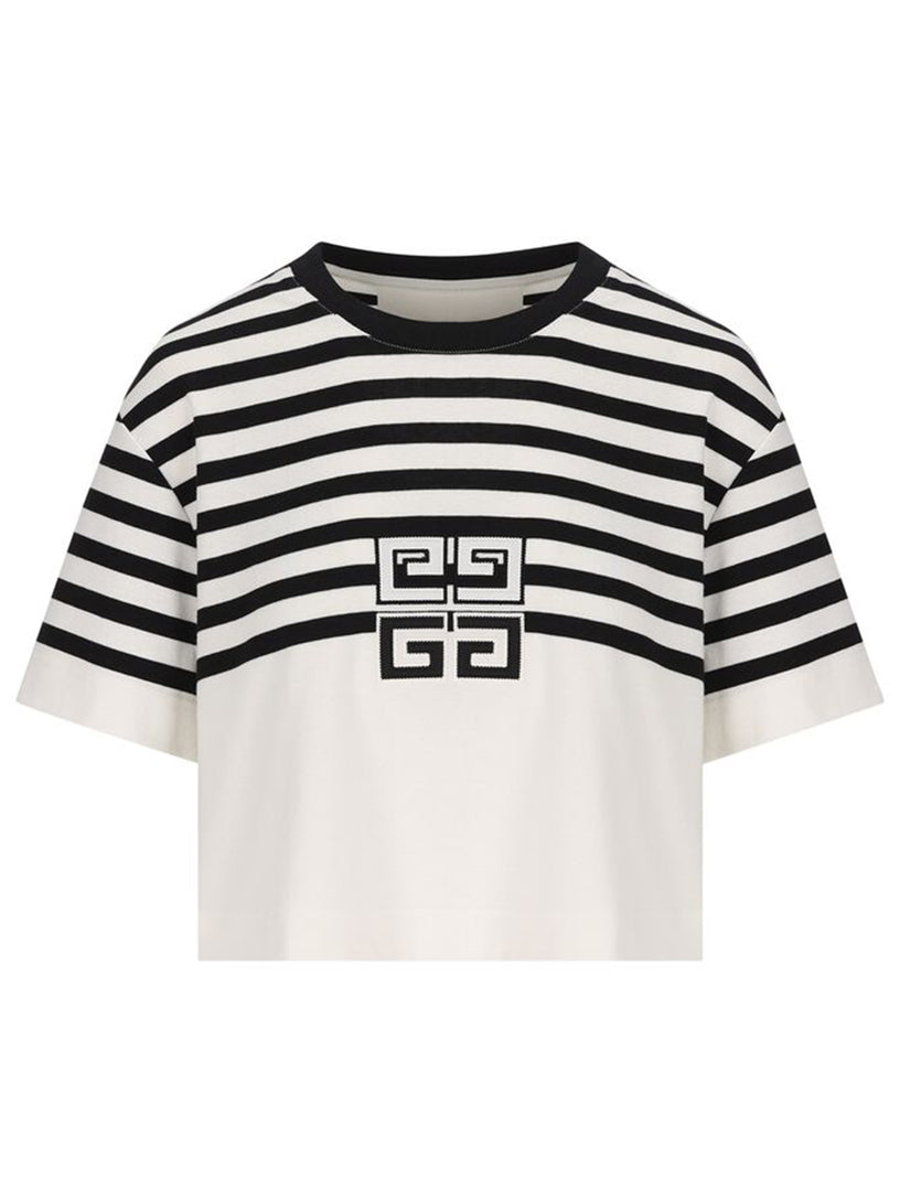 4G cropped t-shirt with stripes