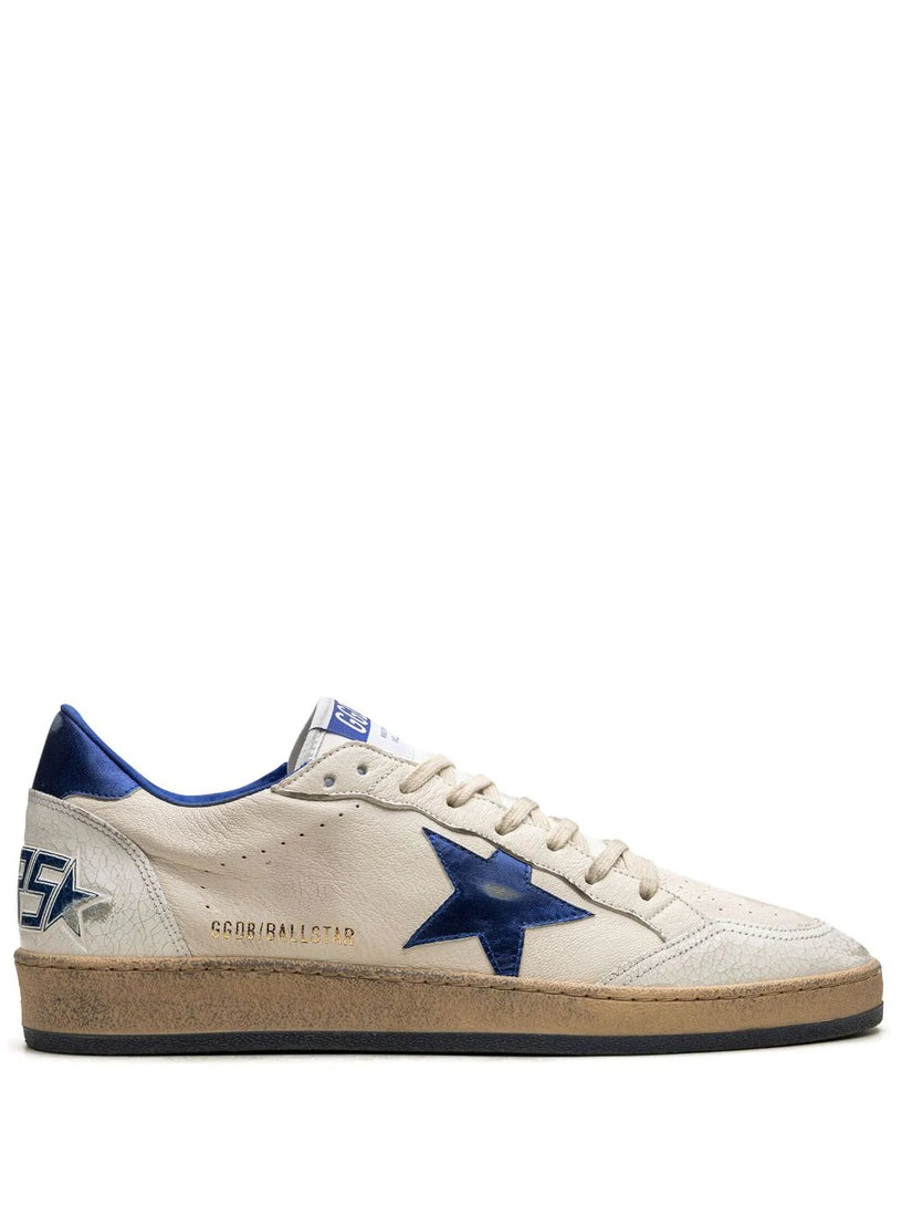 Golden Goose Ball star man in white nappa with blue star and heel tab