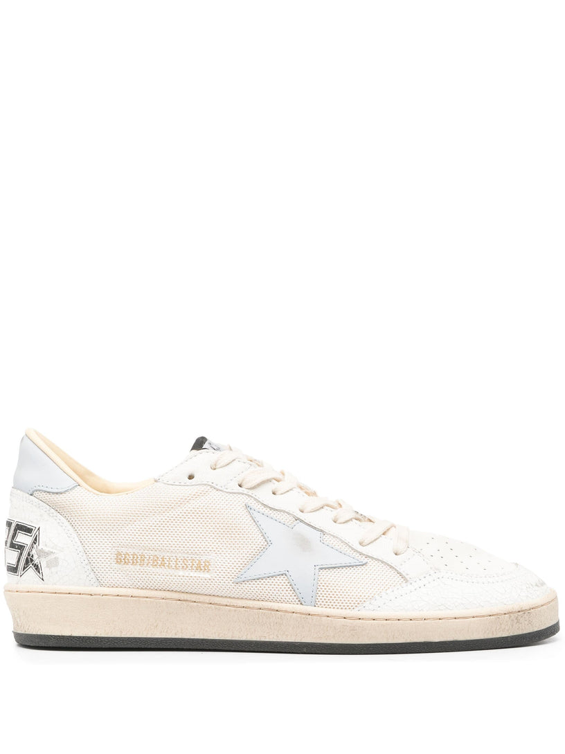 Golden Goose Ball star ltd in white leather and mesh with blue star