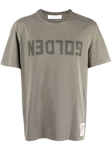 Dusty Olive men's t-shirt with distressed treatment