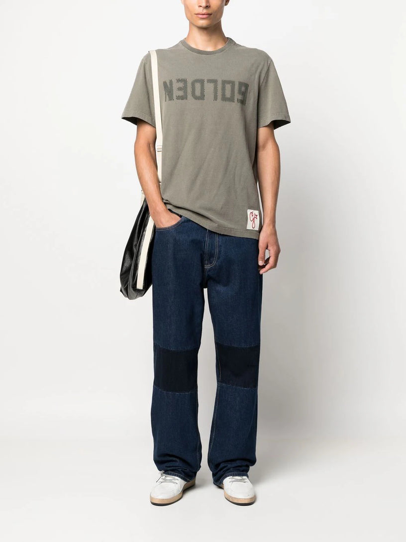 Dusty Olive men's t-shirt with distressed treatment