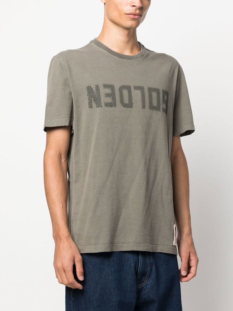 Dusty Olive men's t-shirt with distressed treatment