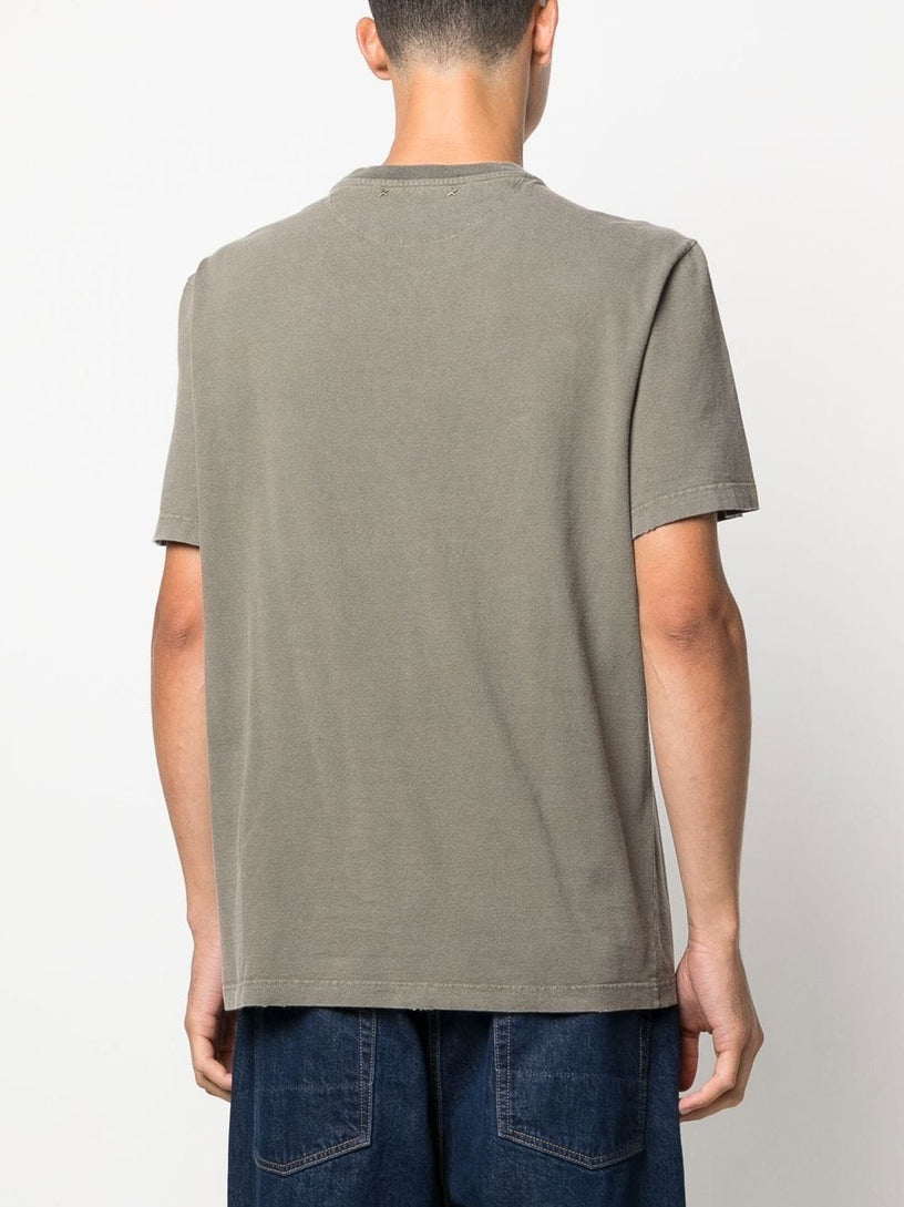 Dusty Olive men's t-shirt with distressed treatment