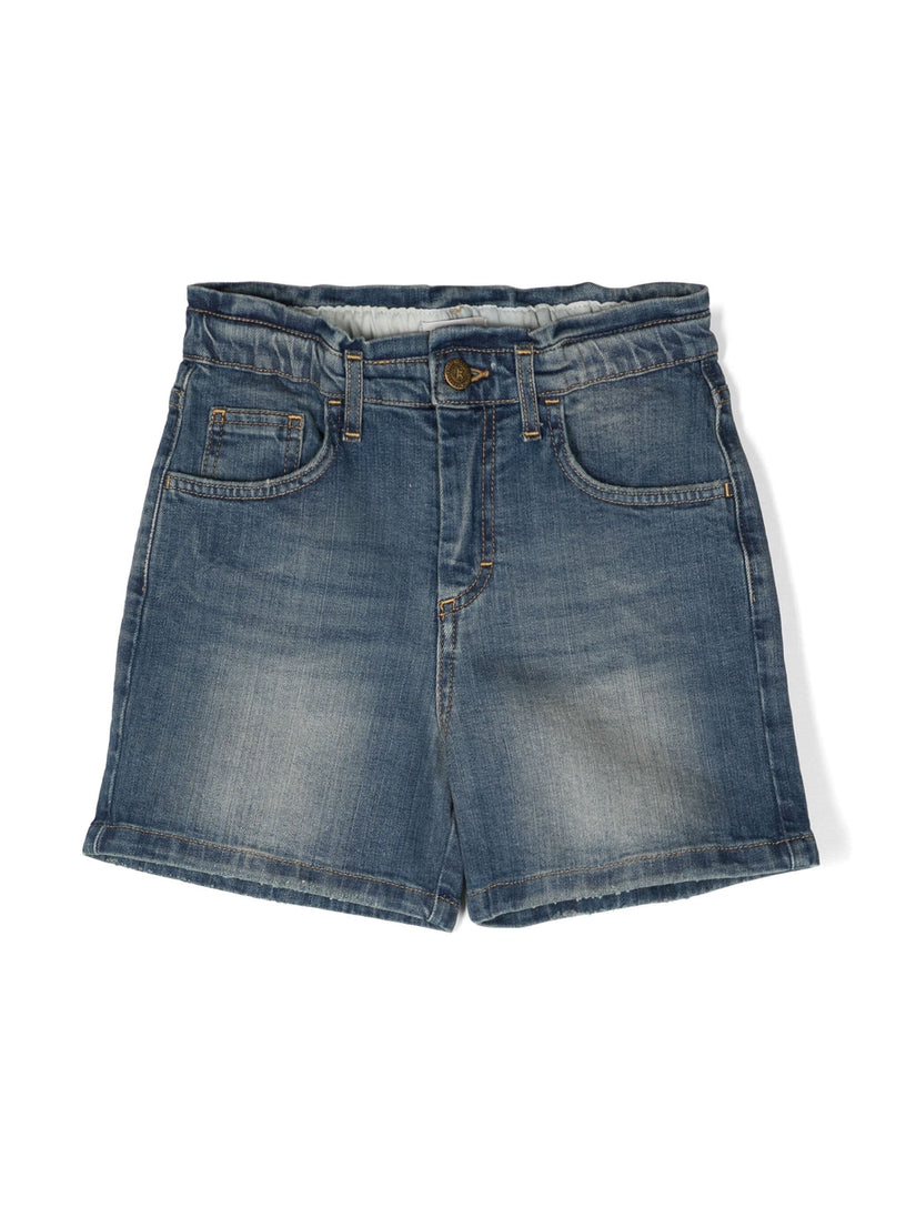 Denim shorts with distressed finish