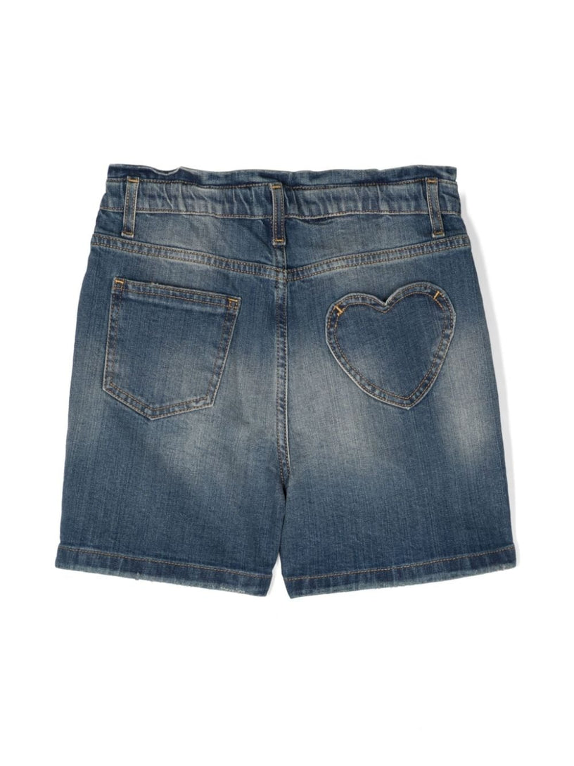 Denim shorts with distressed finish