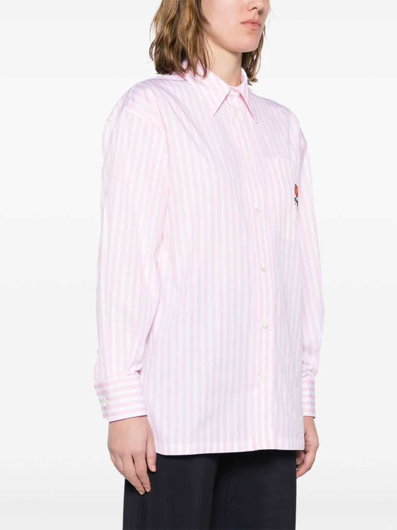 Oversized striped shirt with embroidery