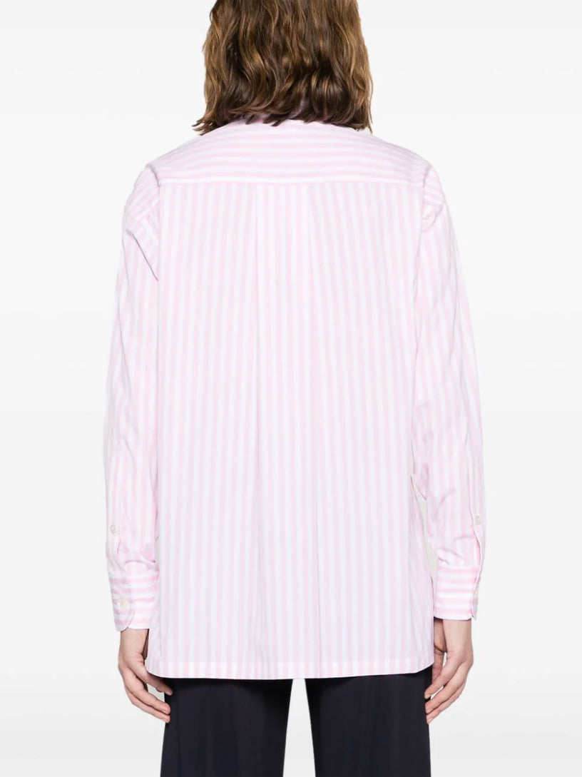 Oversized striped shirt with embroidery