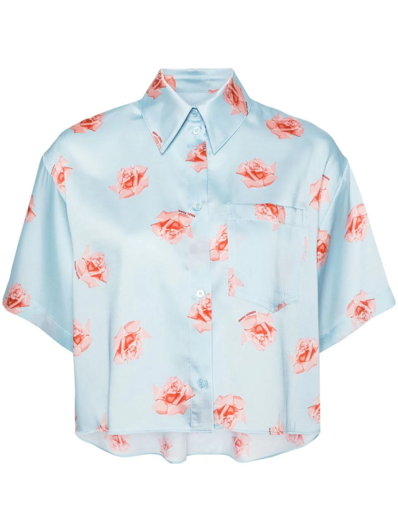 KENZO 'kenzo rose' cropped dropped shoulders shirt