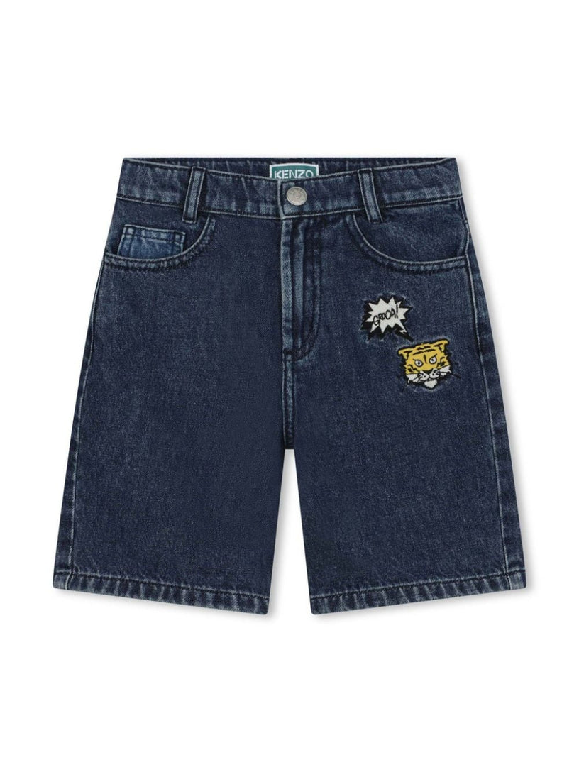 Denim shorts with patch