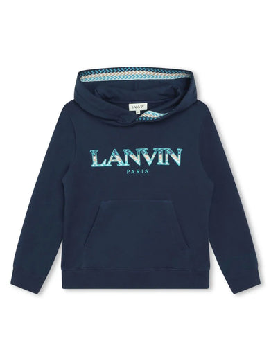 Sweatshirt with hood and embroidered logo