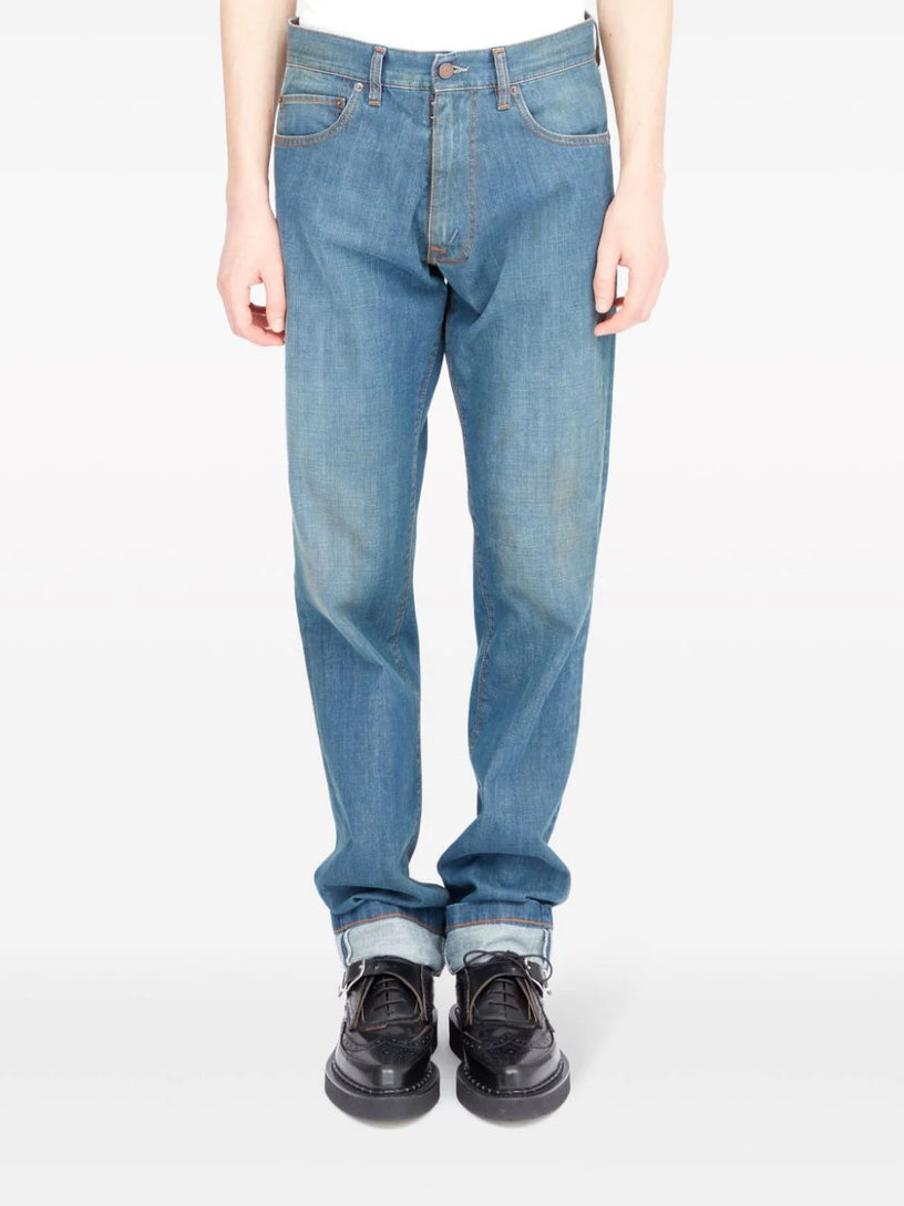 Americana wash turn-up jeans